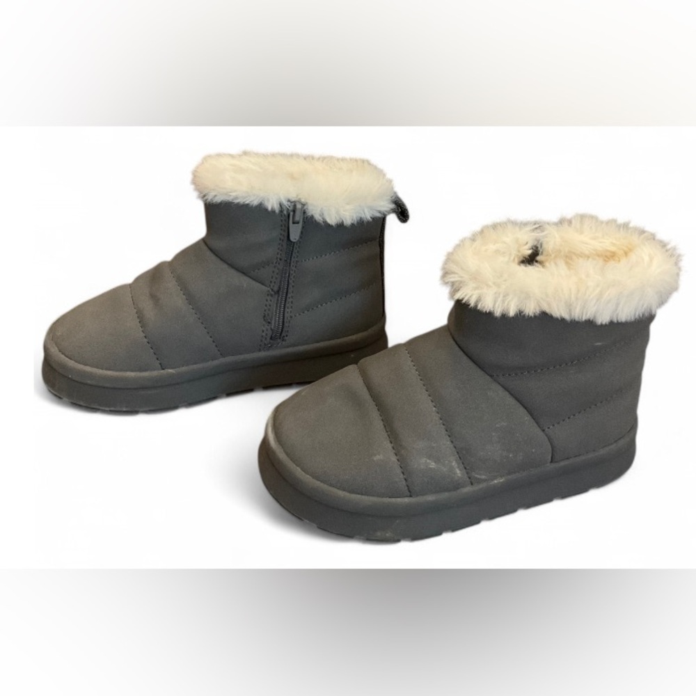 Zara Gray Fur-Lined Ankle Snow Boots Kids Size 26 Winter Warm